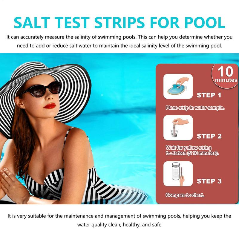 Pool Salt Test Strips Swimming Pool Saltwater Detection Strips Multi-Purpose Water Testing Supplies for Water Hot Tub Spa Pool