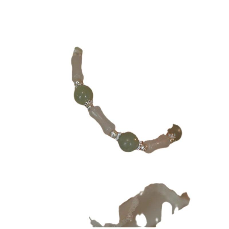 Qinghe Tianshan Green Bamboo Knot Hetian Jade Bracelet for Women with Fortune Pendant, New Chinese Style National Style Jewelry
