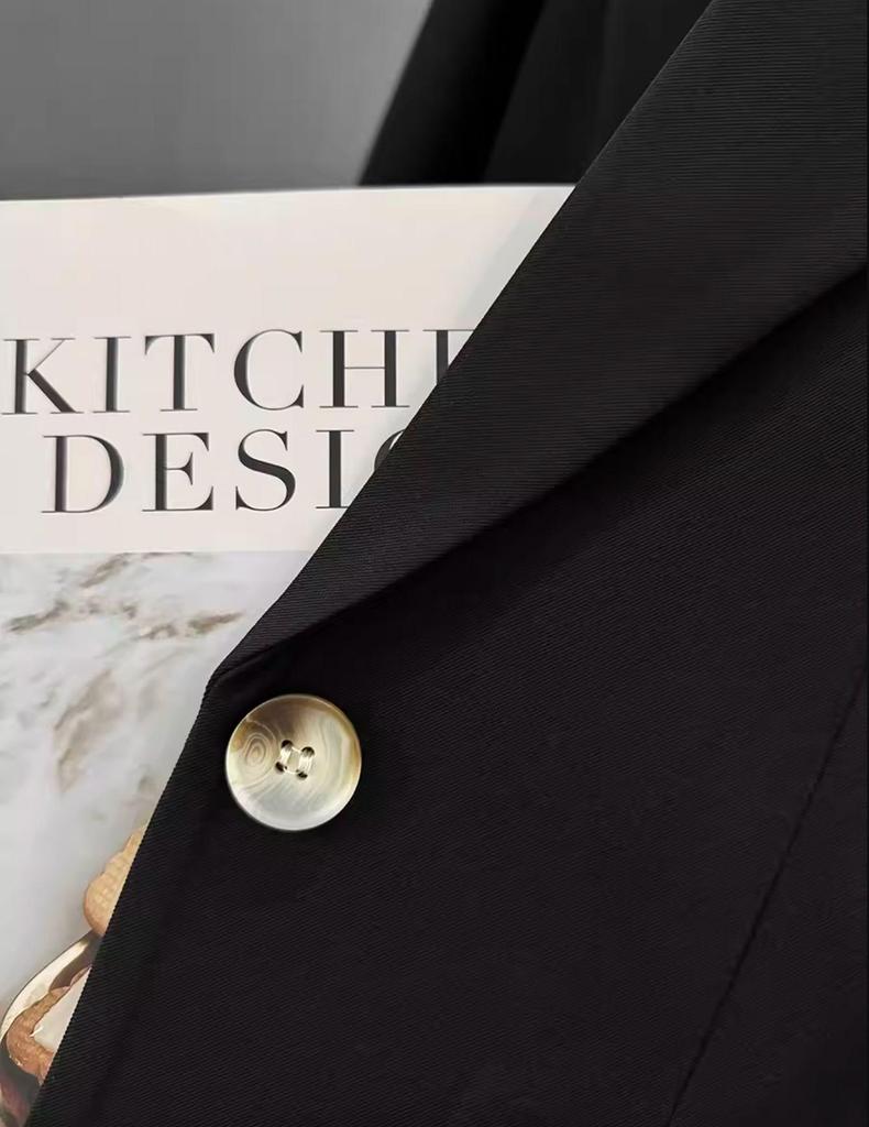 Women's Black High-End Minimalist Embroidered Blazer - 2025 Spring/Autumn Street Style Fashion