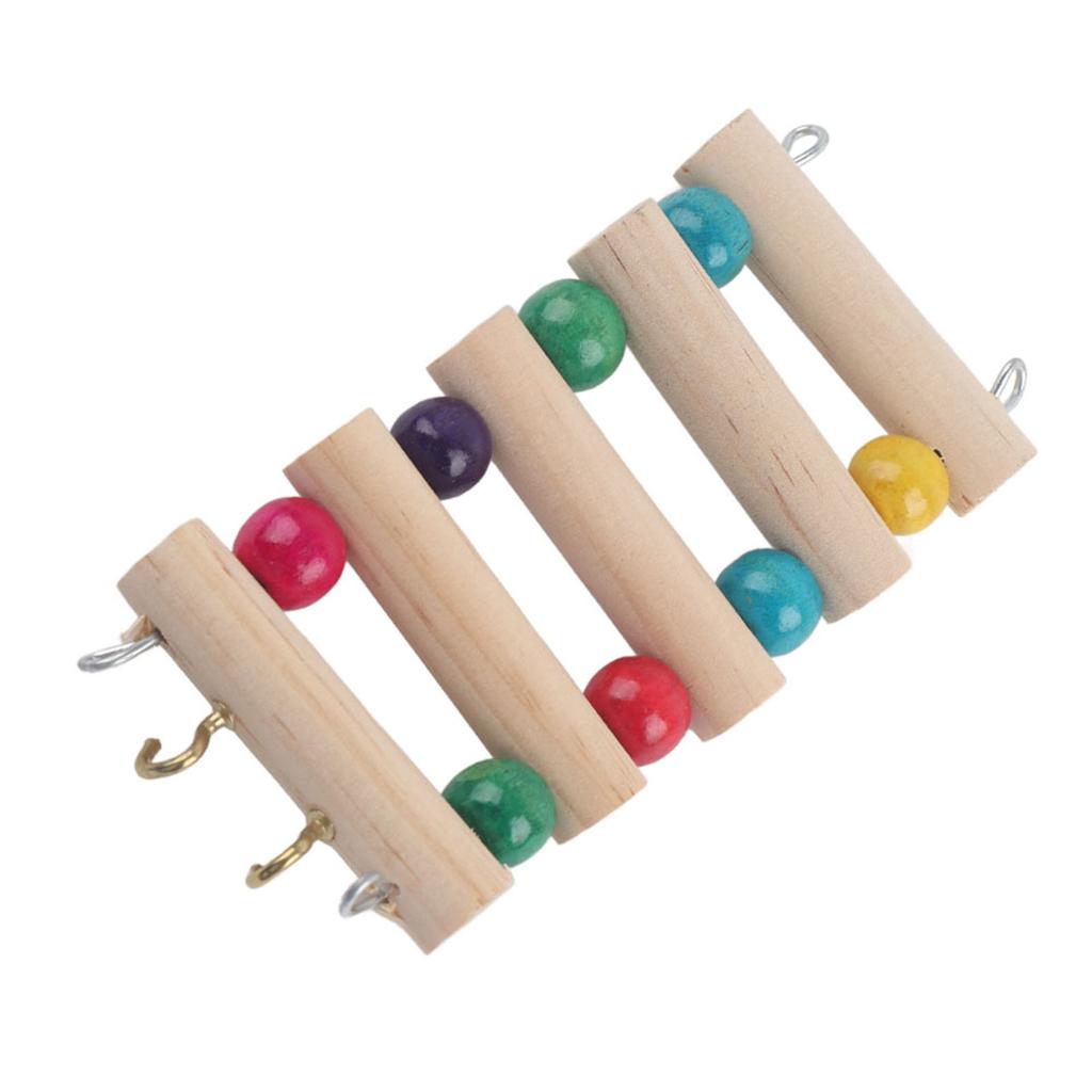 Pet Ladder Bridge Wood Climbing Swing Portable Mouse Hamster   Canary Pet Toys (5Steps S)