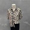 Leopard Print Retro Chiffon Shirt: Loose, Versatile, Short Sleeve Lapel Top for Women