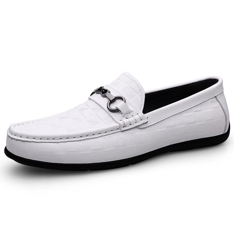 Men s Slip-On Loafers: Low-Top Genuine Leather Casual Shoes in Black for Spring & Summer 37