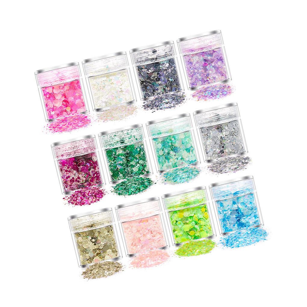 

12 Colors Women Luminous Nail Art Glitters Shiny Manicure Decoration Fingertip Decors Accessory Bottle Package