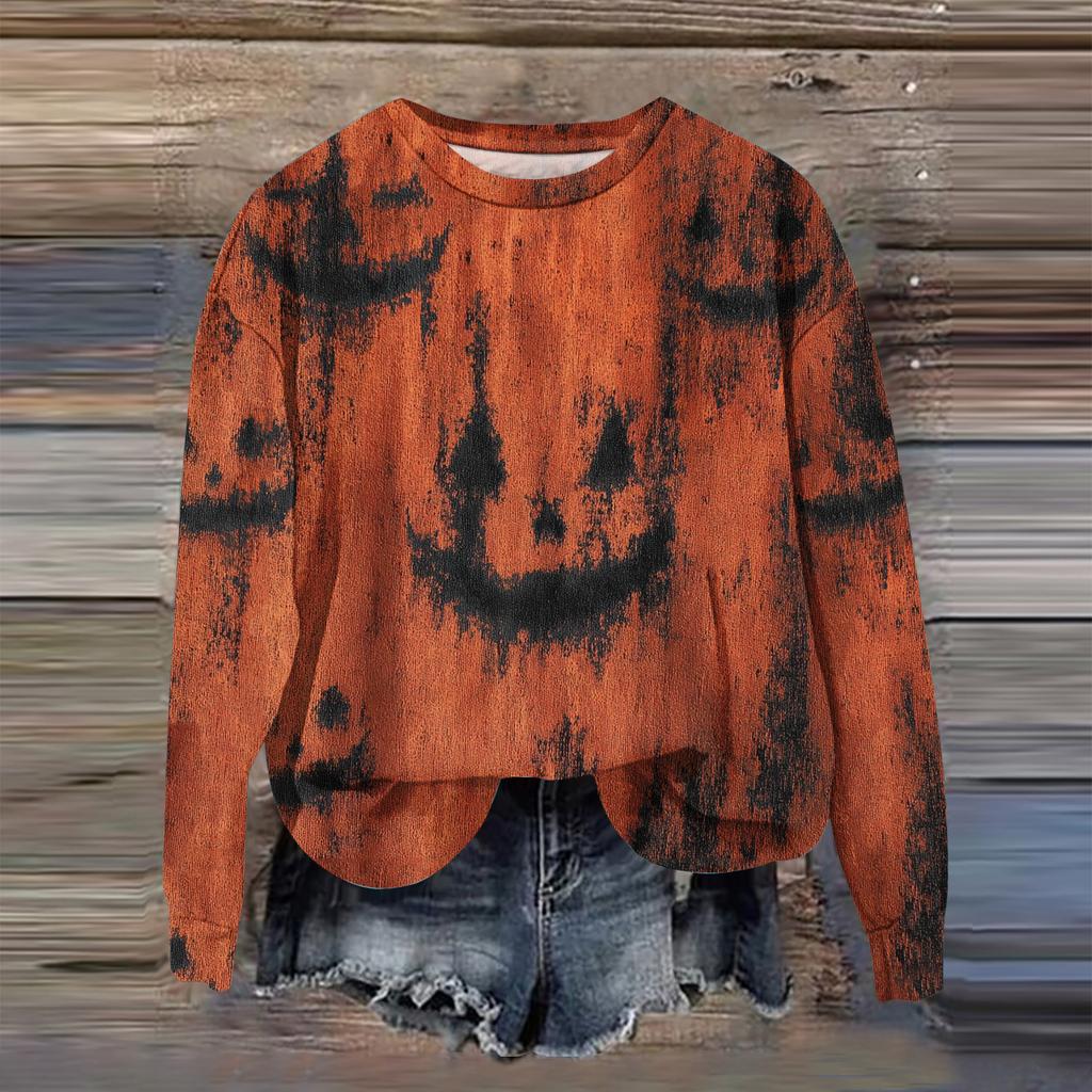 Dámská móda Tištěný top mikina s dlouhým rukávem volného střihu s kulatým výstřihem podzim