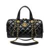 Leather DIY Bowling Bag Boston Bag Shoulder Underarm Pillow Bag Handmade Quilted Luxury Women's Bag