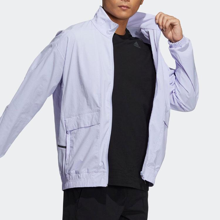 Adidas Solid Color Stand Collar Jacket Men Jacket Light-Purple H40218