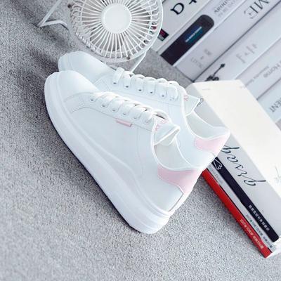 White Shoes, Women's Versatile Flat Bottomed Korean Version, Student Board Shoes, Leather Surface, Simple Sports and Leisure Shoes