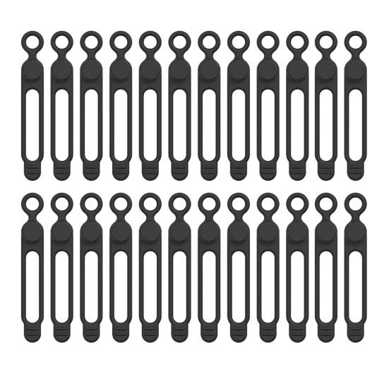 24Pcs Organizador de cabos Elasticidade Auto-fixação Fivela Design Silicone Organizador de fios Fixador de armazenamento Suprimentos domésticos