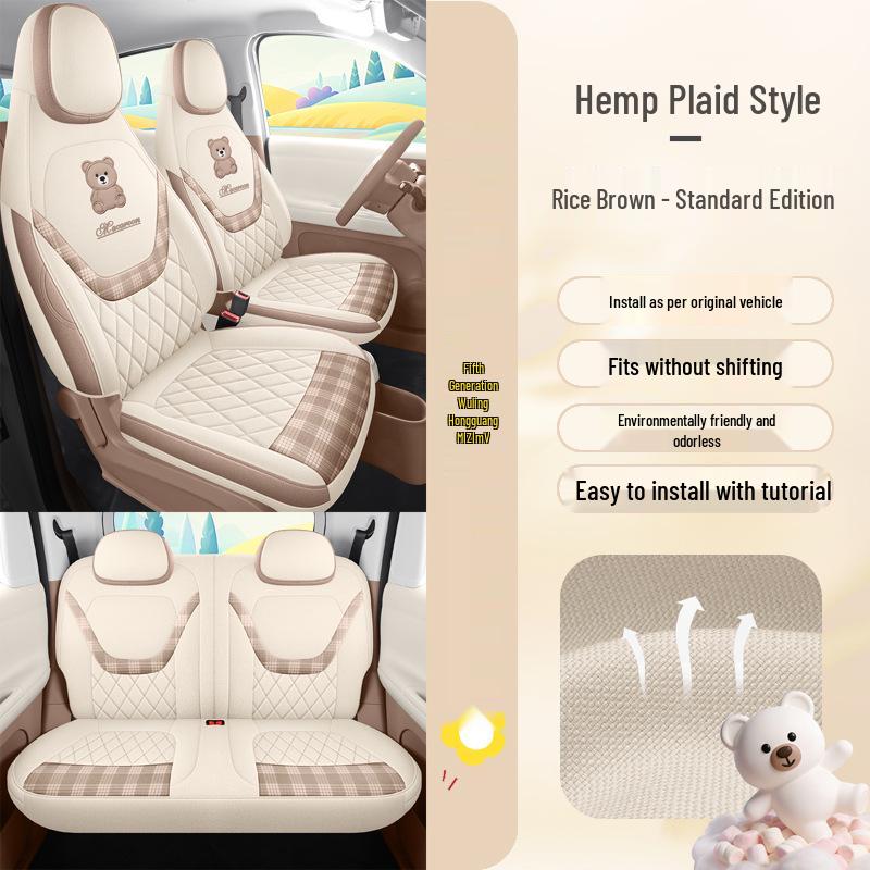 Breathable Cotton-Linen Car Seat Covers for 2026 Hongguang Mini (4-Door)
