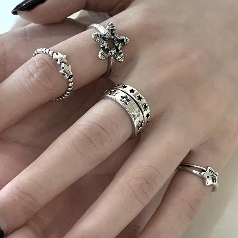 Star Copper Stylish Ring Adjustable For Women Retro Chic And Style Geometric