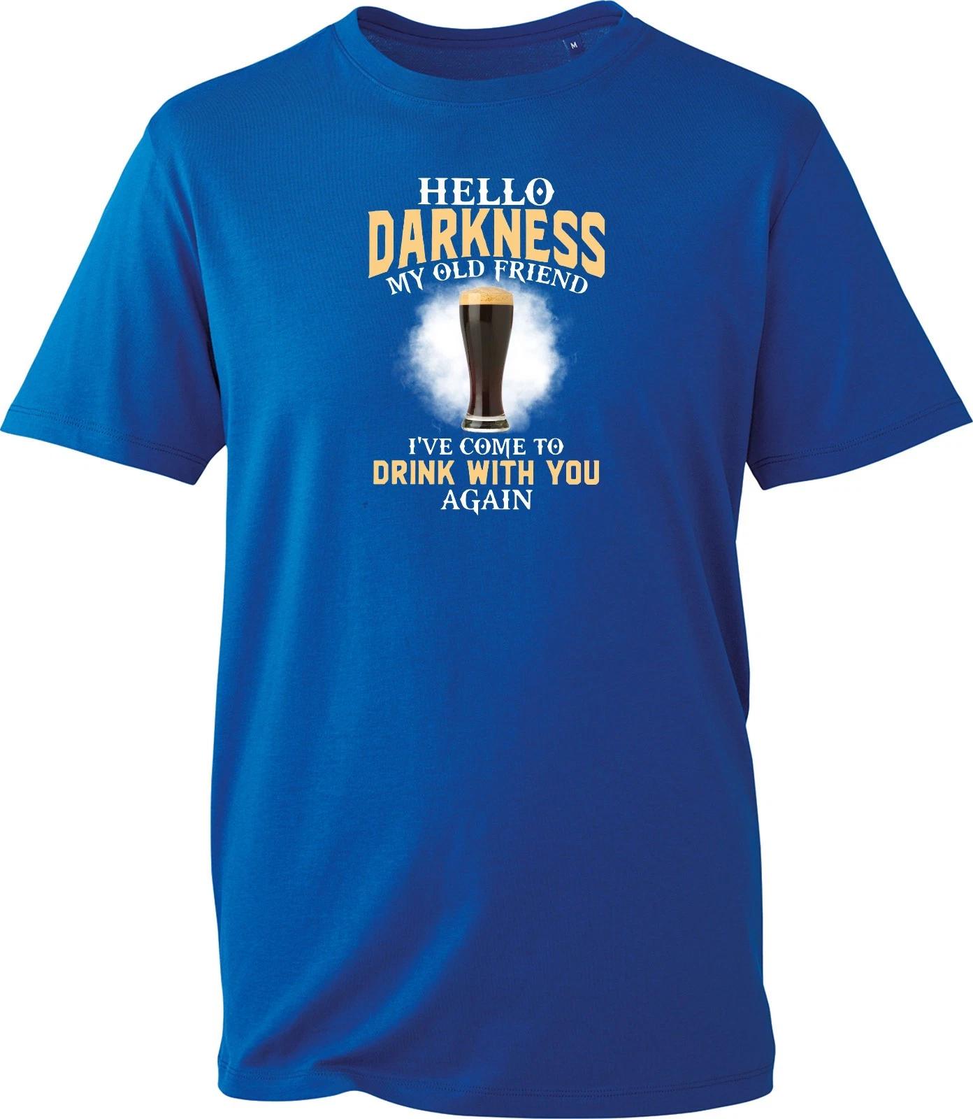 

Funny Guinness Men s T-Shirt, Hello Darkness My Old Friend Novelty Cool Gift Tee 3XL