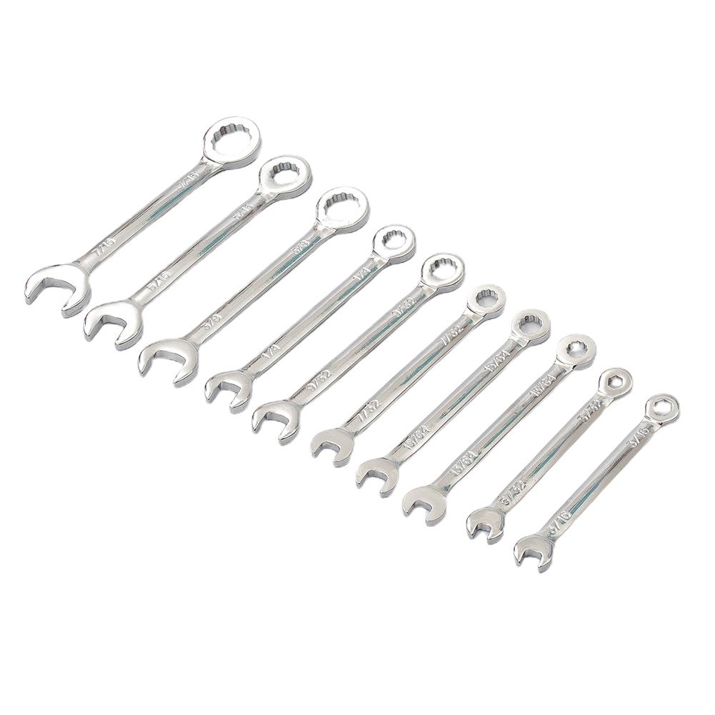 Precision Craftsmanship 10pcs Combination Spanner Set with Metric/SAE Wrenches