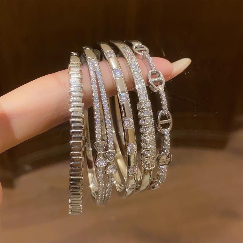 18K Gold Plated Zircon Bow Double Layer Bracelet - Korean Style Versatile Bangle with High-End Niche Design