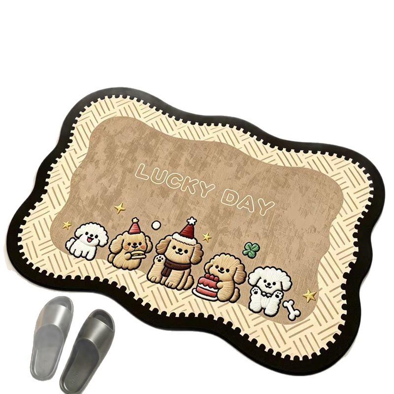Cartoon Bathroom Mat: Non-Slip, Water-Absorbing Diatom Mud Mat for Toilet and Washbasin.