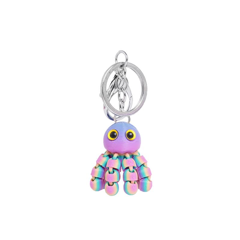 3D Printed Multi-Joint Movable Cute Octopus Little Pendant Keychain Car Key Ring Schoolbag Pendant