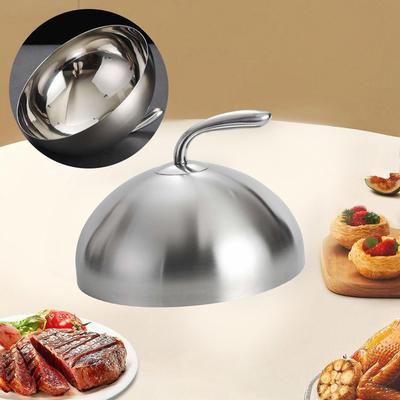 Food Dome Stainless Steel Serving Dish Lid with Dustproof Handle Round Easy To Lift