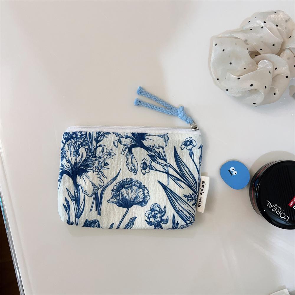Cotton Change Bag Floral Mini Cotton Bag Card Bag Air Cushion Lipstick Storage Bag Convenient