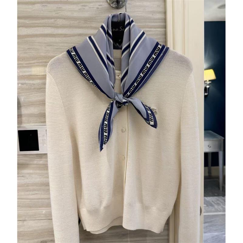 NINA SOLOR Mist Blue Silk Scarf