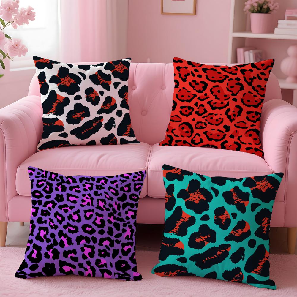 leopard print texture Cushion Cover Pillow Case Soft Friendly Fabric Concealed Zipper