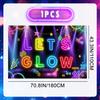 Lets Glow Party Decorations&Neon Birthday Party Decorations,Neon Let's Glow Party Backdrop,Lets Glow Backdrop,Glow in The Dark Backdrop&Neon Backdrop