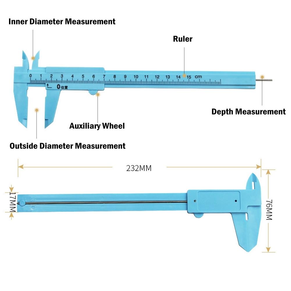 Messschieber 1mm Genauigkeit Kunststoff Tiefe Höhe Einzelne Skala