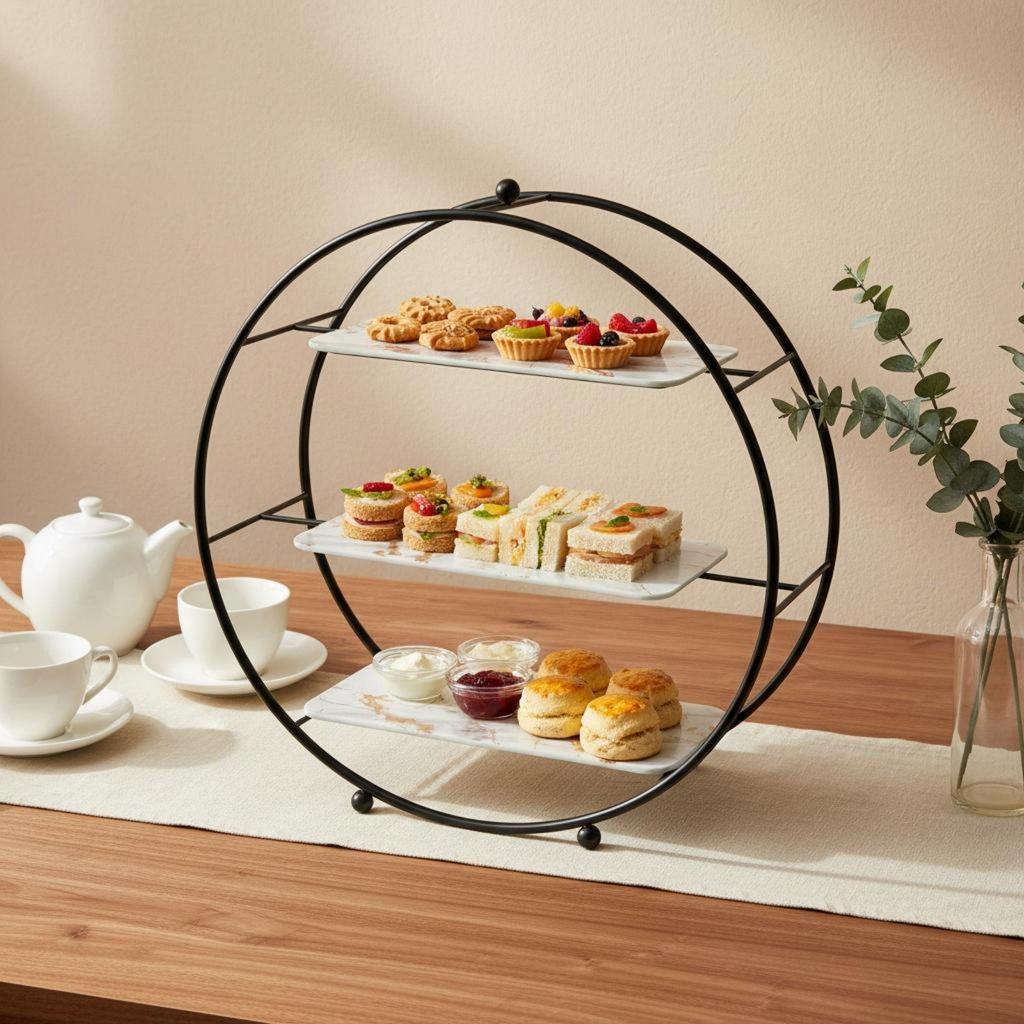 3 Layer Stand Sturdy Iron Frame Tier Cake Effortless Setup to Clean Round