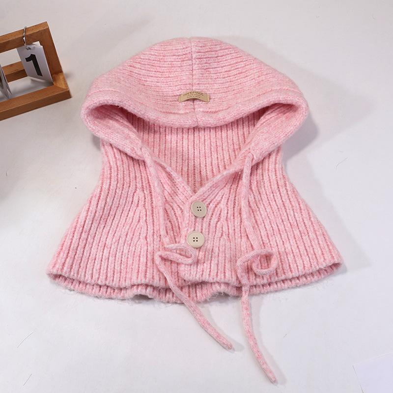 Balaclava Women's Autumn and Winter Warm Knitted Hat Scarf Integrated Cycling Cold-proof Wool Hat Pullover Cold Hat