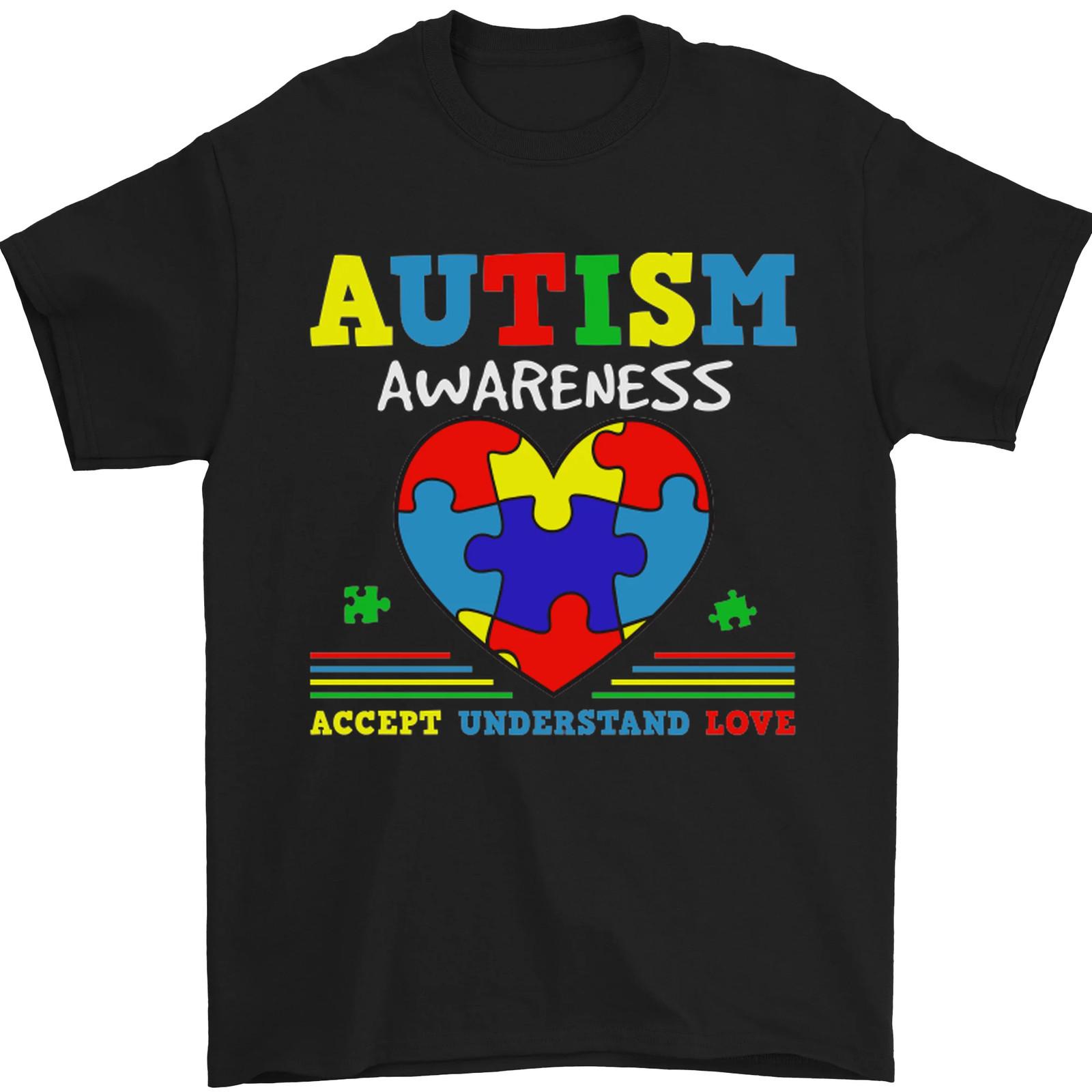 

Autism Awareness Autistic Love Accept ASD Mens T-Shirt 100% Cotton 5XL різнокольоровий