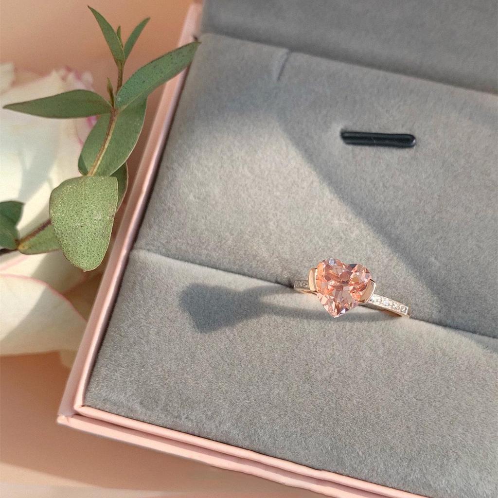 Rose Gold-Plated S925 Sterling Silver Heart Ring for Women - Fashion Jewelry