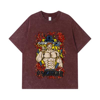 275 GSM Washed T-shirts 100% Cotton Seven Deadly Sins V4 Escanor Print Unisex Heavy Cotton T Shirt