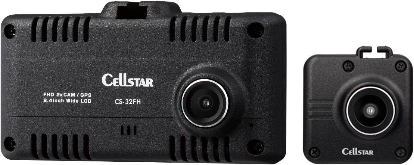 

CELLSTAR Видеорегистратор на приборную панель Запись в Full HD с передней и задней камер GPS Сенсорный экран 32 ГБ MicroSD карта в комплекте CS-32FH 2-камерный видеорегистратор, Япония, 3-летняя гарантия,