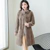 Danish mink imitation fur coat women's winter new thickened woolen large size medium and long mother coat black