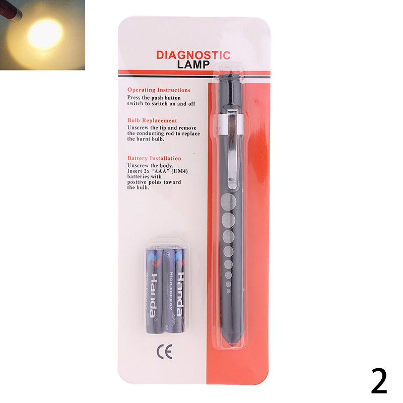 Portable Medical Led Penlight With Pupil Gauge Ruler With Battery Mini Flashlight White+Yellow Light For Doctor Nurse Diagnosis