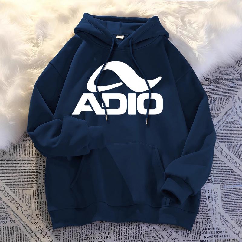 Trendy brand autumn and winter men's clothing with the same hooded pullover printed sweater with fleece and thicker leisure sports