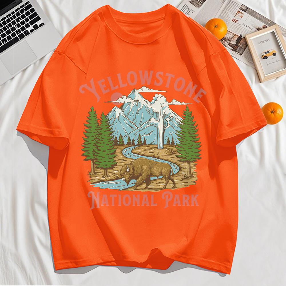 

Национальный парк Йеллоустоун Принт Футболка Мужская Хлопковая Оверсайз Футболка Одежда Повседневная Летняя Спортивная Одежда L