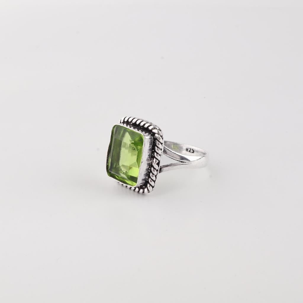 Natural Peridot Gemstone 925 Sterling Silver Jewelry Handmade Wedding Ring For Women RR-71-3