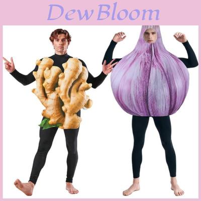 Garlic And Ginger Costume Adult Cosplay Set With Printed Design For Halloween Carnival Theme Party