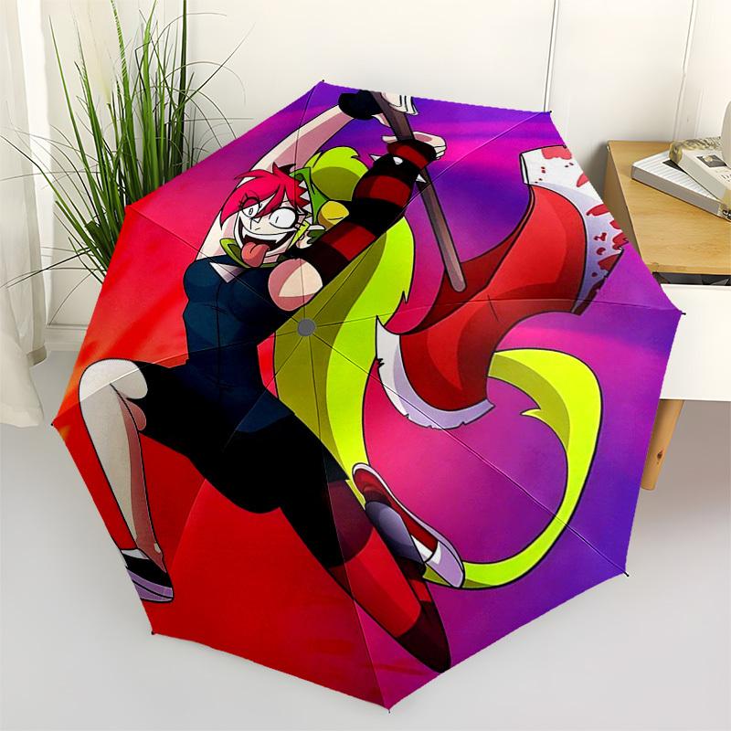 

1pc Outdoor Umbrella with Unique Character Design - Automatic Opening/Closing, Portable Tri-Fold Design, 8-Rib Iron Frame - Perfect Gift for Fans