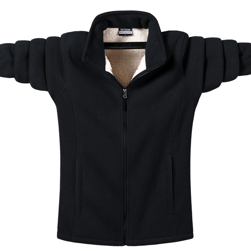 

Мужская куртка из овечьей шерсти, осенне-зимняя повседневная куртка из полар-флиса, мужская флисовая куртка больших размеров, для мужчин, парная S чёрный