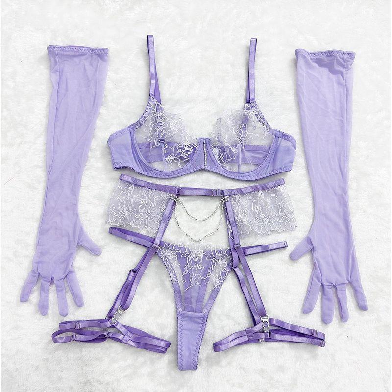 

Европейский и американский стиль ретро марля розовый фиолетовый вышитый ремешок кружево Pink purple M