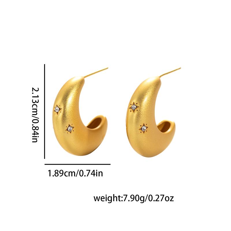 

Moon Star Zircon C-Shape Earrings For Women Fashion Gorgeous Temperament Jewelry Gifts Wholesale Party Daily