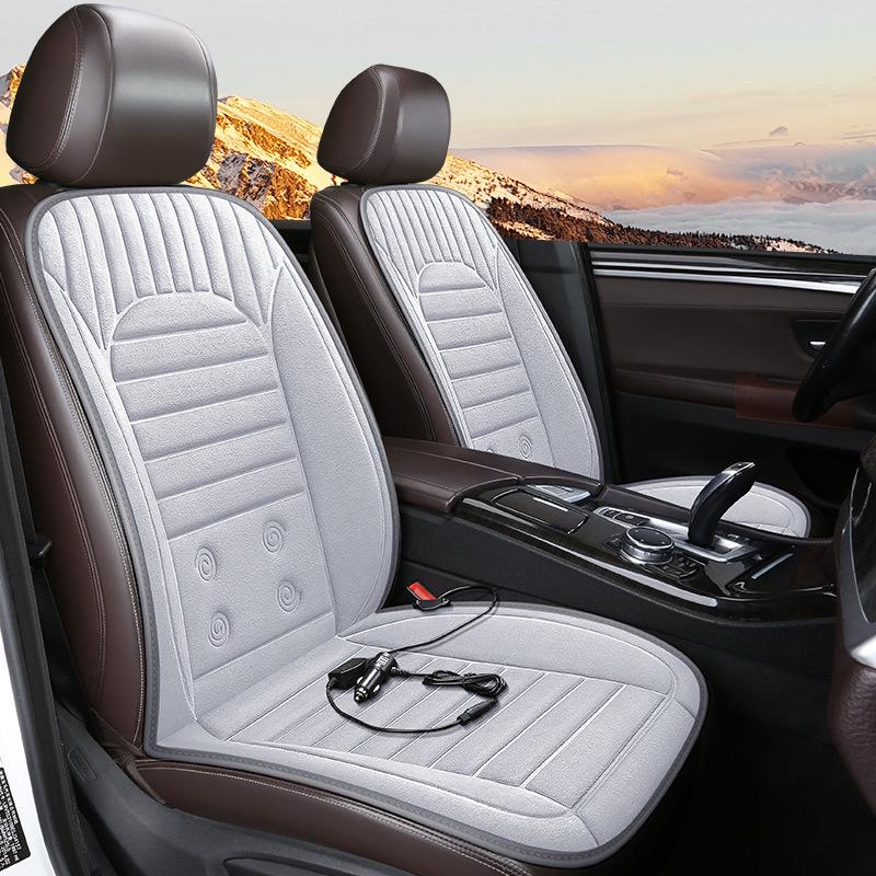 Car Heated Seat Cover with Backrest, 12V/24V for Sedans, Trucks, and Minivans.