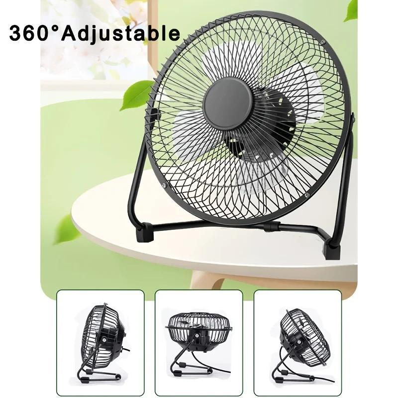 8" Desktop Portable Usb Electric Desktop Fan With 2 Adjustable Speeds, 4 Blades For Strong Airflow, And 360° Adjustable Angle