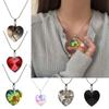 Glass Heart Pendant Necklace Simple Clavicle Chain Adjustable Collar Necklace Jewelry Stainless Steel Chain Necklace