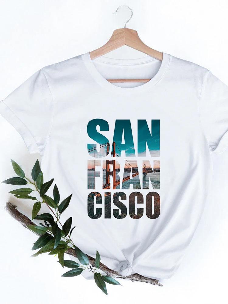 2024 Fashion Anime T Shirt Women New York City Graphic T Shirt Harajuku Kawaii Woman T Shirts Short Sleeve Femme Tops Tees