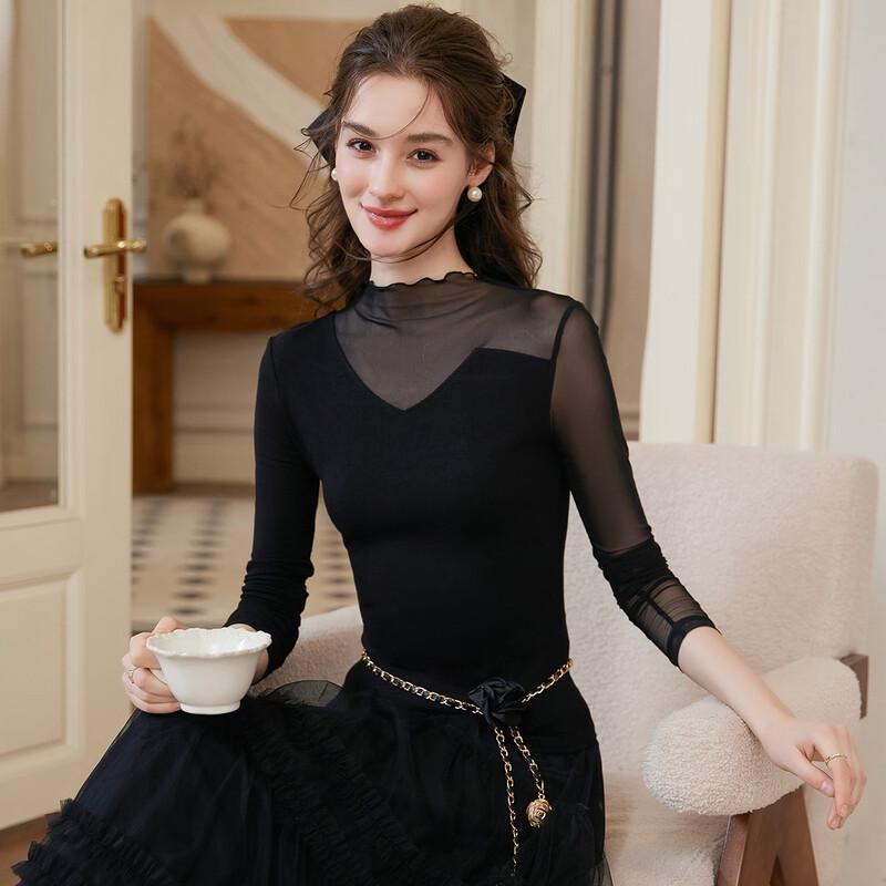 Women s French Asymmetrical Ruffle Long Sleeve T-Shirt XL