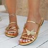 Butterfly Design Woman Slippers Summer Chic Rose Gold Thin Strap Slides Ladies Casual Outdoor Flats Beach Sandal Shoes Plus Size