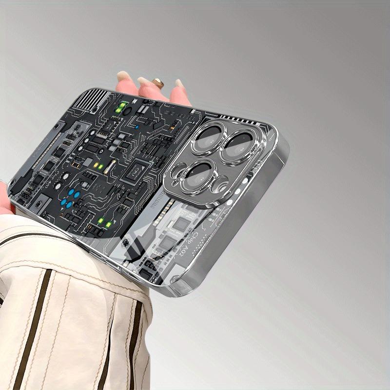 Creative Circuit Board Design Pattern Tempered Glass Electroplated Phone Case For Samsung Galaxy S23 S24 S25 Ultra Plus FE Cover