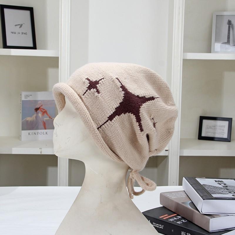 

Geometric Star Pattern Knitted Hat With Warmth For Casual Winter Wear хакі