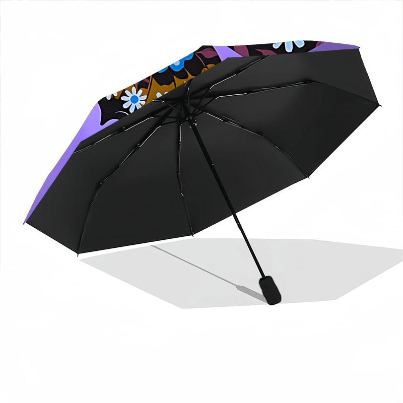 1pc Butterfly Flowers Automatic Open/close Umbrella, 8-Rib sturdy structure, Auto Folding/Opening, Portable Travel Umbrella for Women, Partiesc08